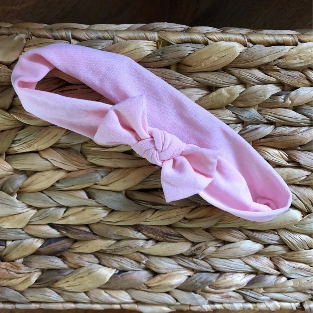 Baby girl pink bow headband